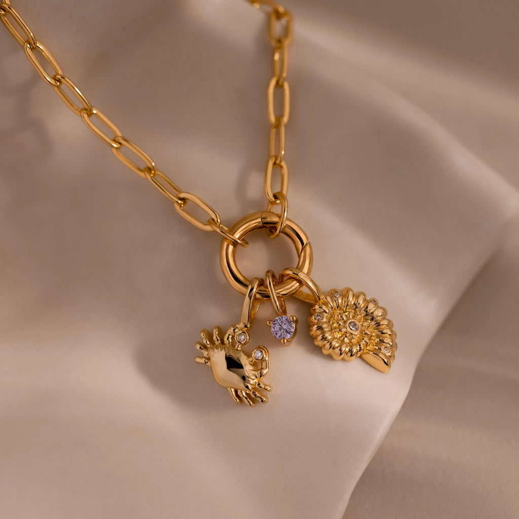 Diamond Crab Charm Silver 18K Gold Plated