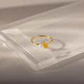 Teardrop Topaz & Pearl Ring Silver 18K Gold Plated