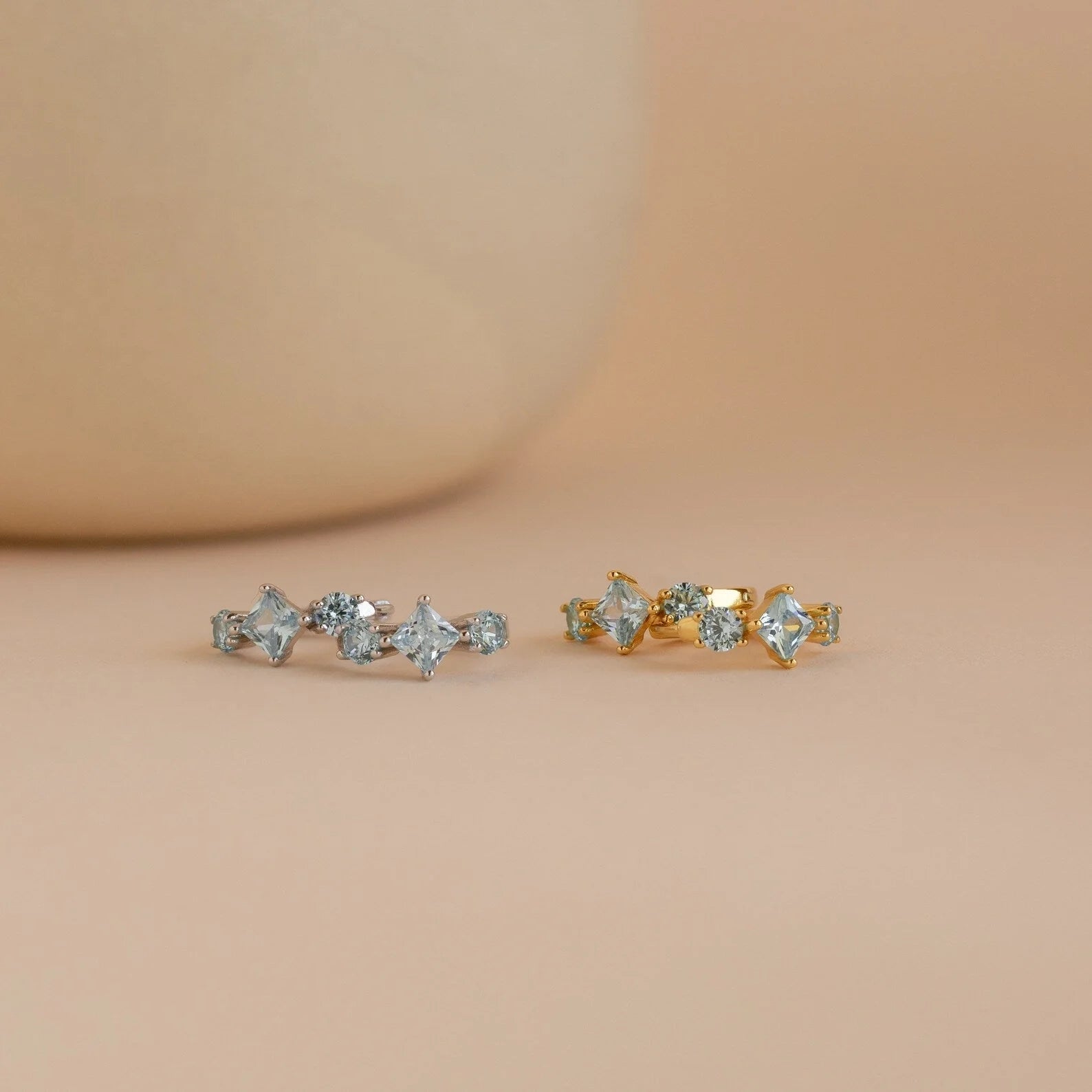 Aquamarine Huggie Hoops