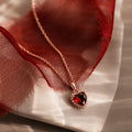 Pave Garnet Heart Necklace