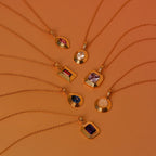 Ribbed Ruby Pendant Necklace Silver 18K Gold Plated