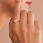 Aphrodite Diamond Heart Ring Silver 18K Gold Plated
