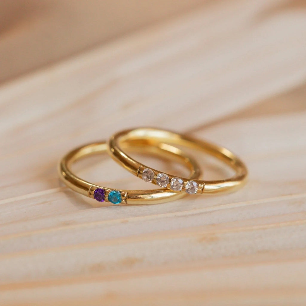 Mini Birthstone Ring Silver 18K Gold Plated