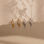 Diamond Butterfly Necklace & Earrings Set Silver 18K Gold Plated
