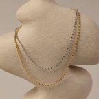 Oval Beaded Necklace Silver 18K Gold Plated