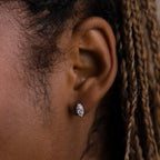 Marquise Cut Diamond Studs Silver 18K Gold Plated