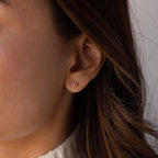 Square Bezel Peridot Flatback Studs Silver 18K Gold Plated