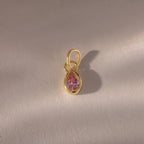 Teardrop Pink Tourmaline Charm Silver 18K Gold Plated