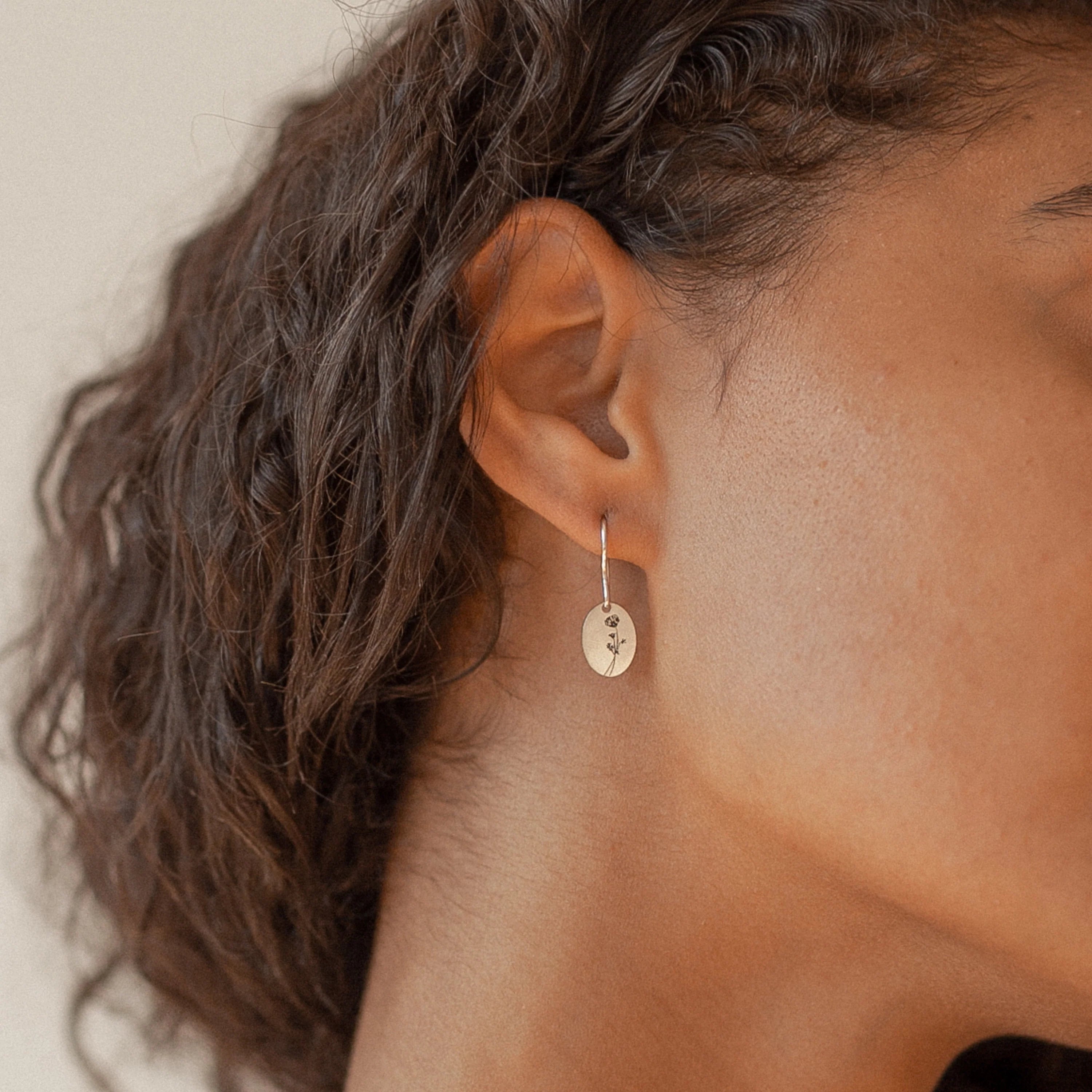 Dangling Birth Flower Earrings Silver 18K Gold Plated