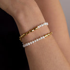 Duo Beaded Pearl Bracelet Silver 18K Gold Plated