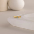 Dainty Baguette Aquamarine Ring Silver 18K Gold Plated