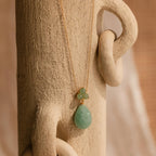 Jade Flower Teardrop Necklace Silver 18K Gold Plated