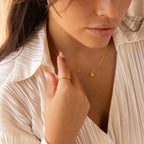 Pink Opal Inlay Band Silver 18K Gold Plated