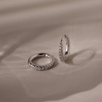 Diamond Pave Huggies Silver 18K Gold Plated