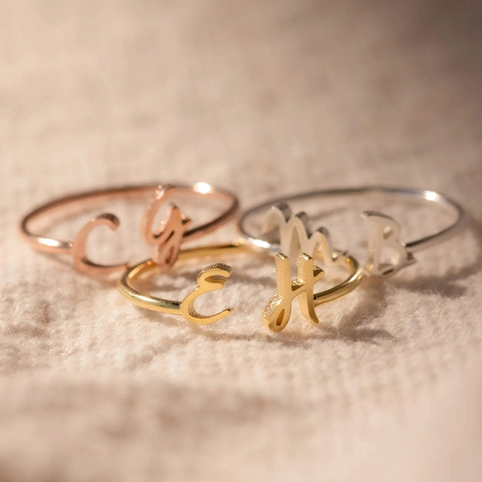 Nella Duo Initial Ring  Silver 18K Gold Plated