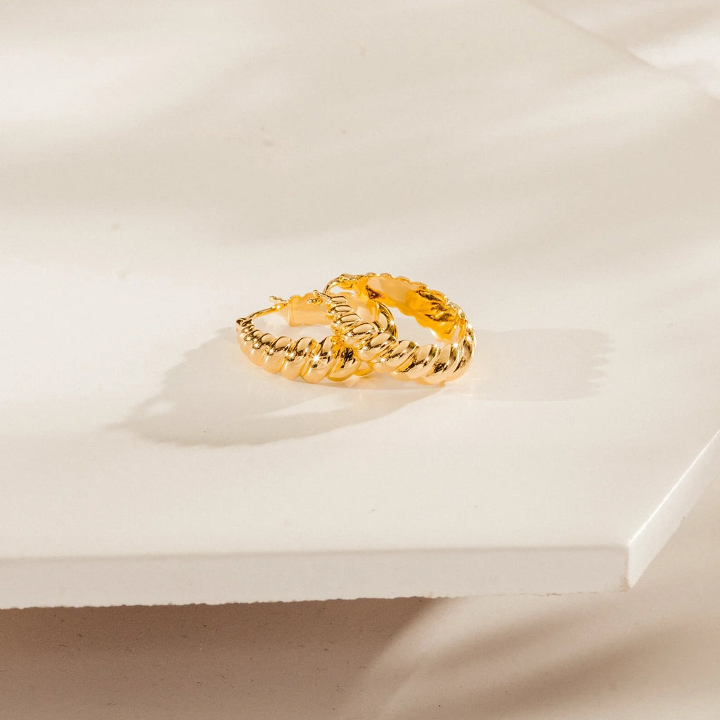 Sylvie Bold Croissant Hoops Silver 18K Gold Plated