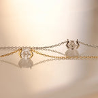 Encased Hexagon Diamond Necklace Silver 18K Gold Plated