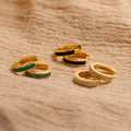 Opal Inlay Hoops Set Silver 18K Gold Plated