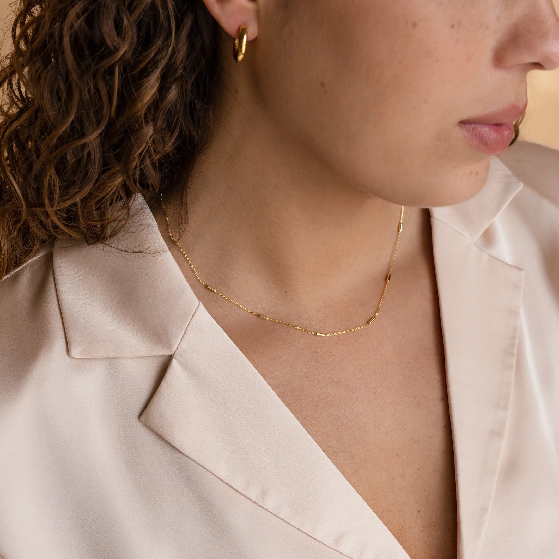 Bar Station Necklace Silver 18K Gold Plated