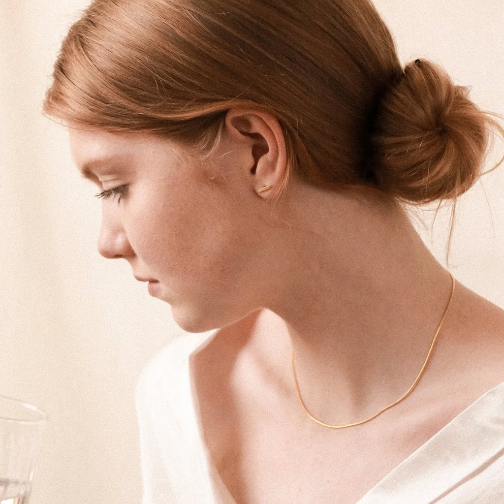 Dainty Bar Studs Silver 18K Gold Plated