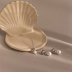 Freshwater Pearl Knot Necklace & Earrings Set  Silver 18K Gold Plated
