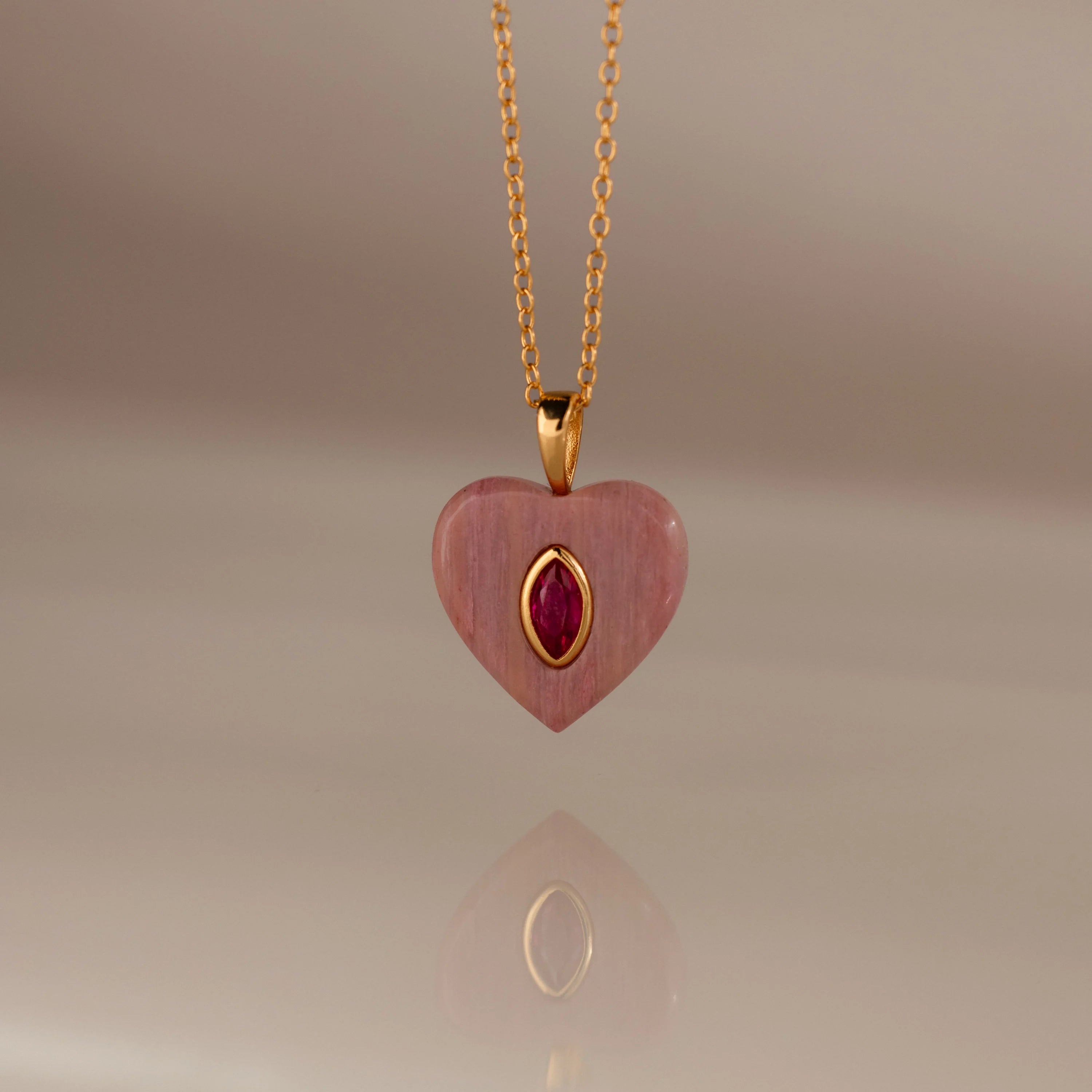 Ruby Crystal Necklace Silver 18K Gold Plated