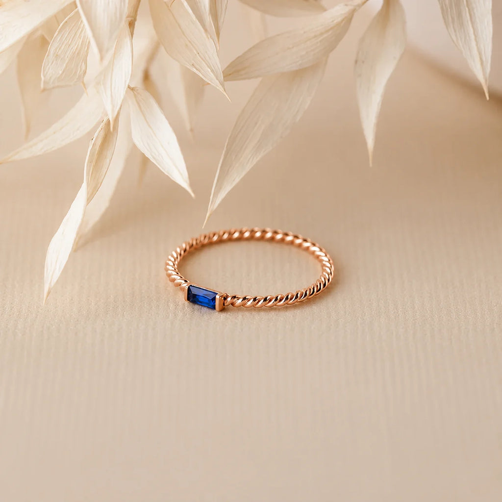 Twist Baguette Birthstone Ring