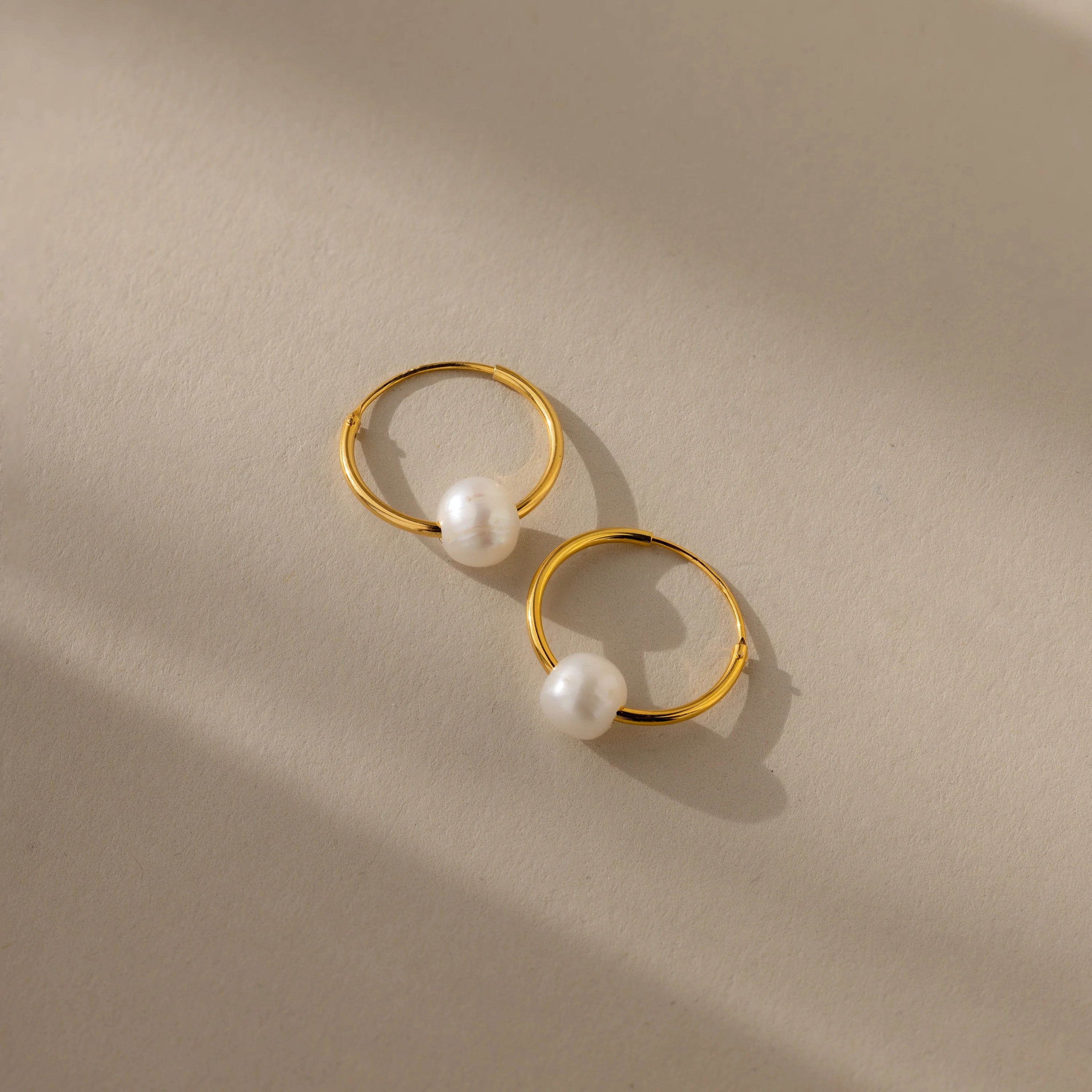 Freshwater Pearls Hoops Silver 18K Gold Plated