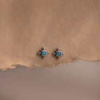 Turquoise Gemstone Studs Silver 18K Gold Plated