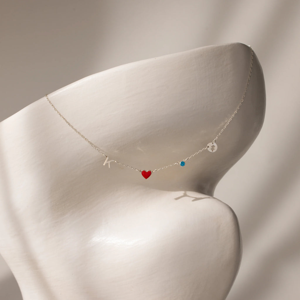 Dainty Space Charm Necklace Silver 18K Gold Plated
