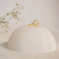 Pave Diamonds Open Circle Ring Silver 18K Gold Plated