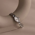 Geometric Oval Timepiece Silver 18K Gold Plated