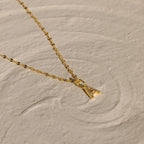 Dainty Pave Letter Necklace Silver 18K Gold Plated