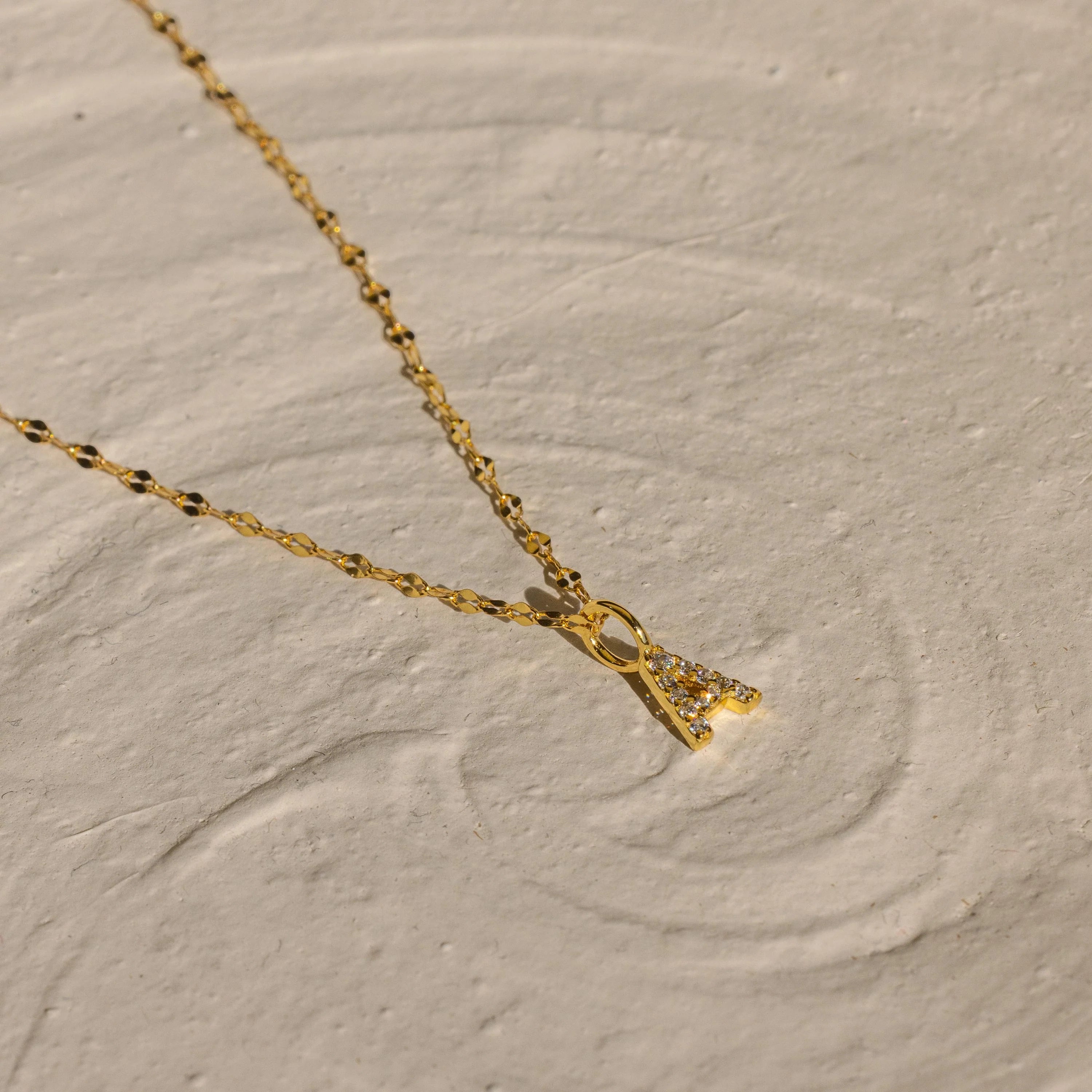 Dainty Pave Letter Necklace Silver 18K Gold Plated