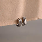Beaded Chunky Hoops Silver 18K Gold Plated