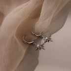 Opal Starburst Charm Huggies Silver 18K Gold Plated