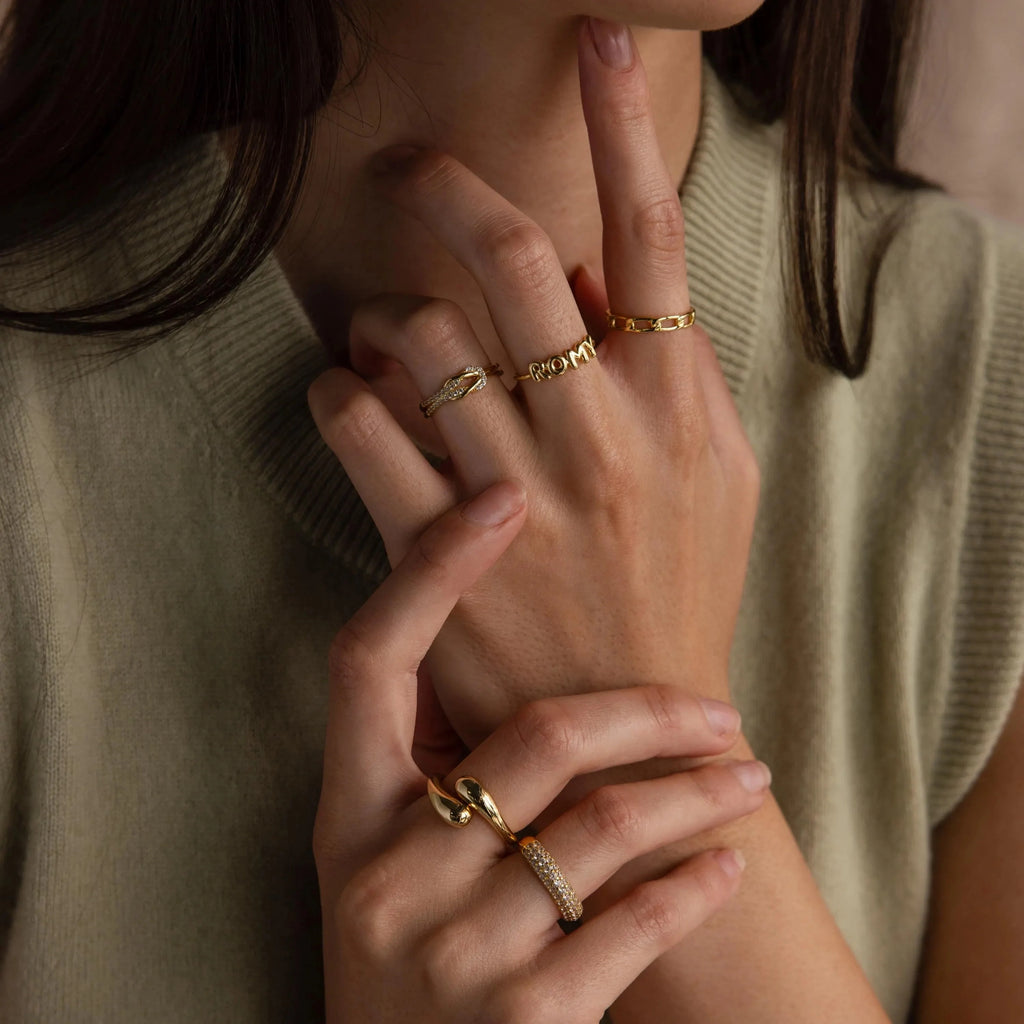 Bubble Name Ring Silver 18K Gold Plated