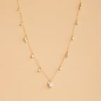 Baroque Pearl Station Necklace Silver 18K Gold Plated