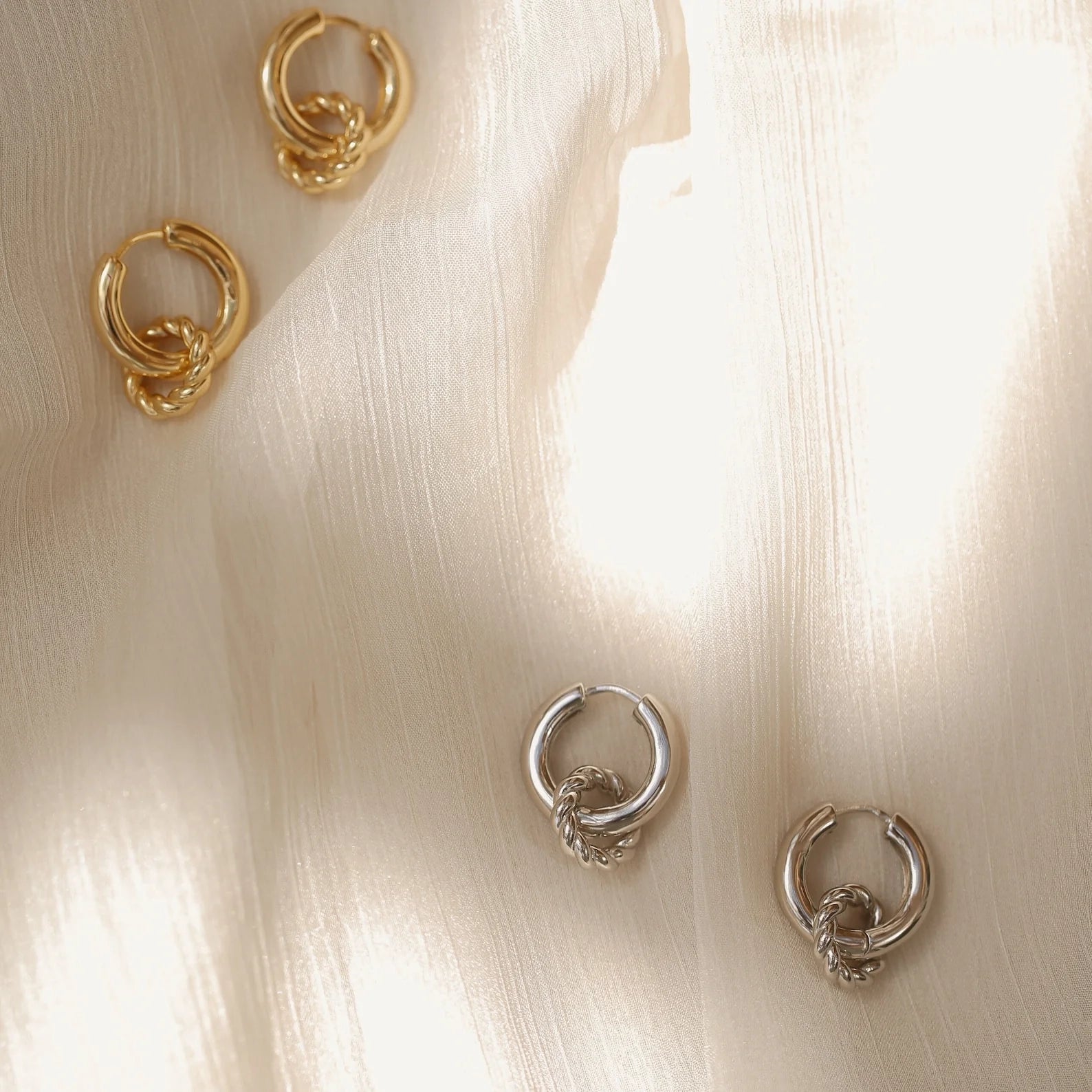 Claire Twisted Hoops Silver 18K Gold Plated