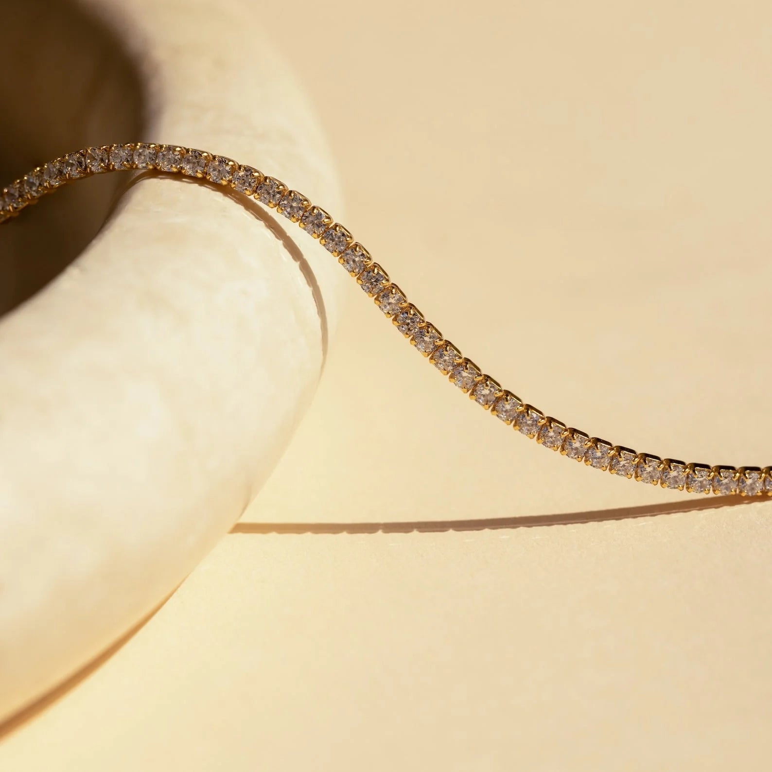 Diamond Tennis Choker Necklace Silver 18K Gold Plated
