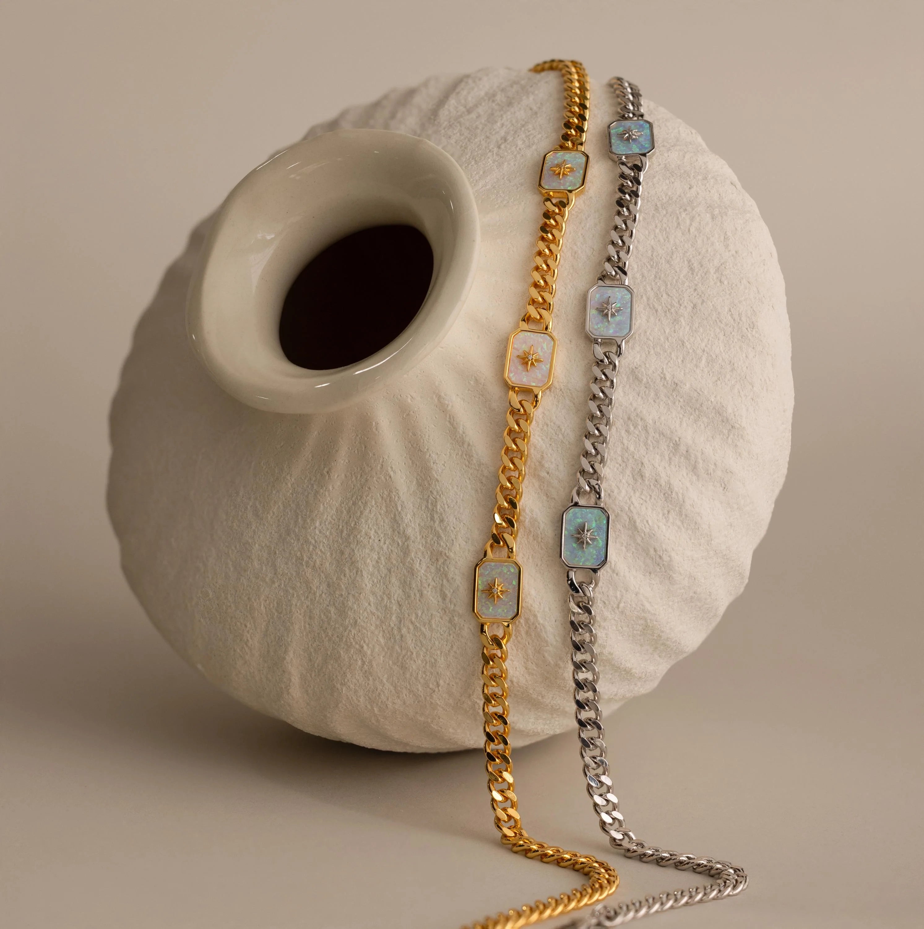 Opal North Star Trio Necklace Silver 18K Gold Plated