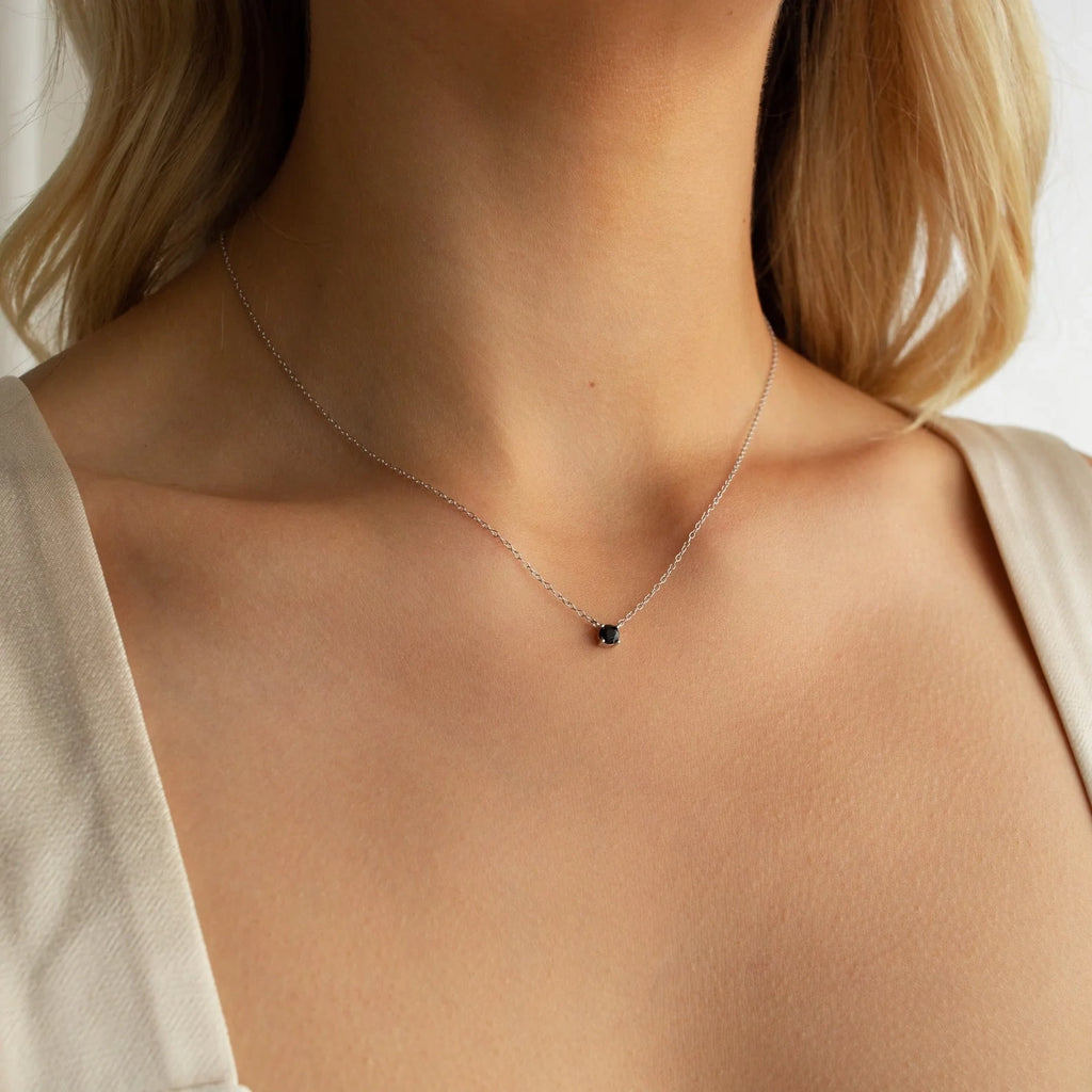 Onyx Diamond Necklace Silver 18K Gold Plated