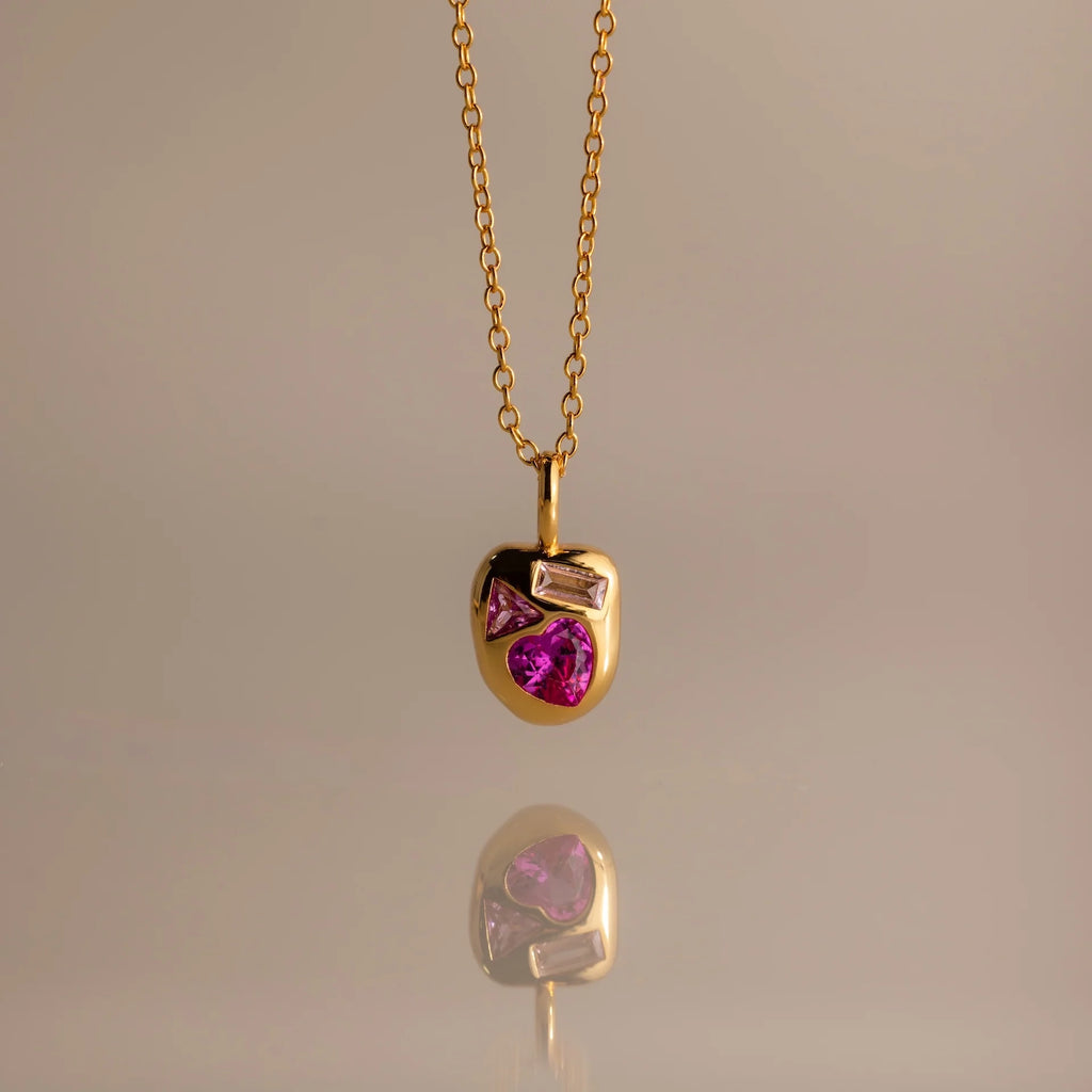Mixed Birthstone Capsule Necklace Silver 18K Gold Plated