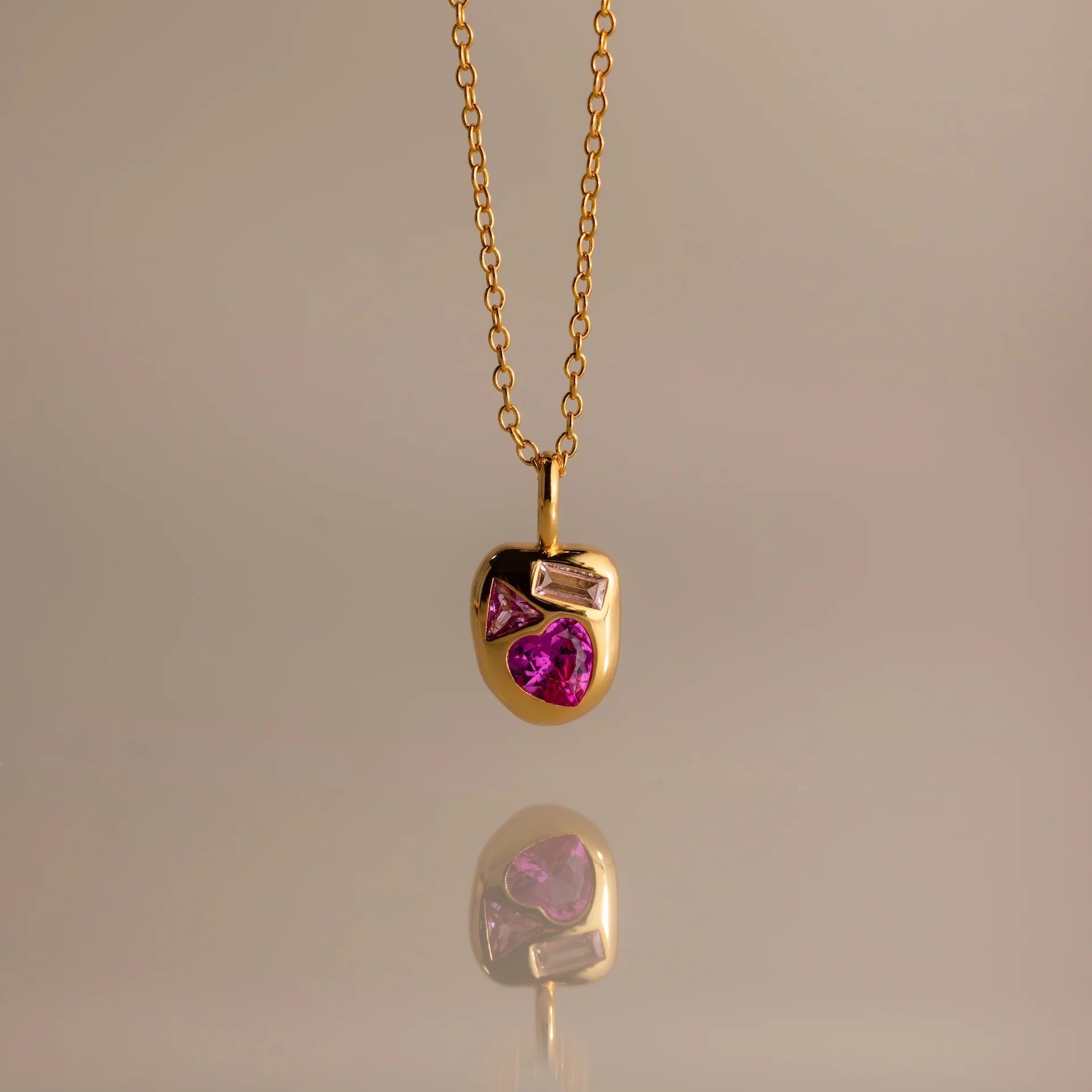 Mixed Birthstone Capsule Necklace Silver 18K Gold Plated