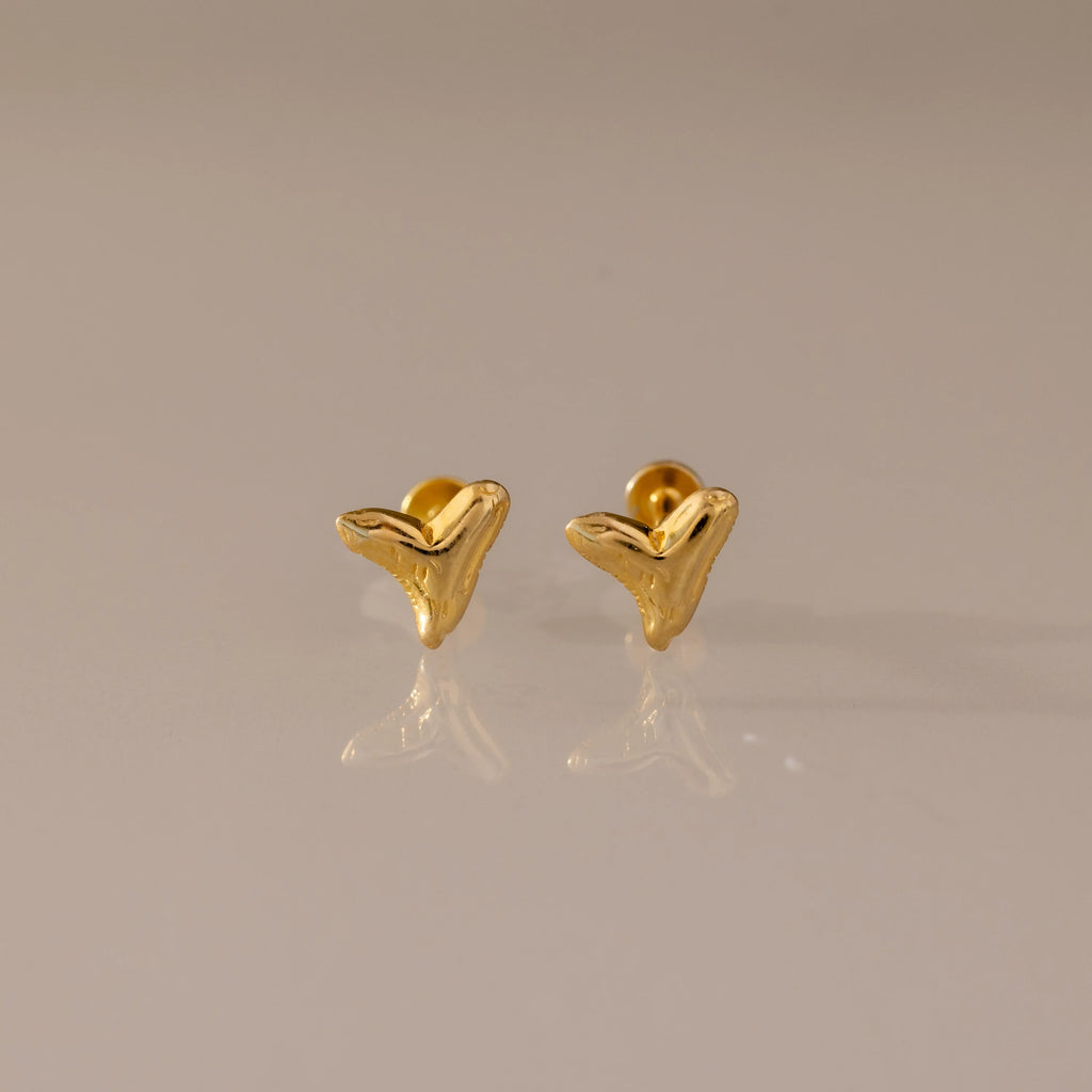 Shark Tooth Flatback Studs Silver 18K Gold Plated