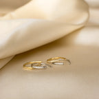 Diamond Pave Wire Hoops Silver 18K Gold Plated