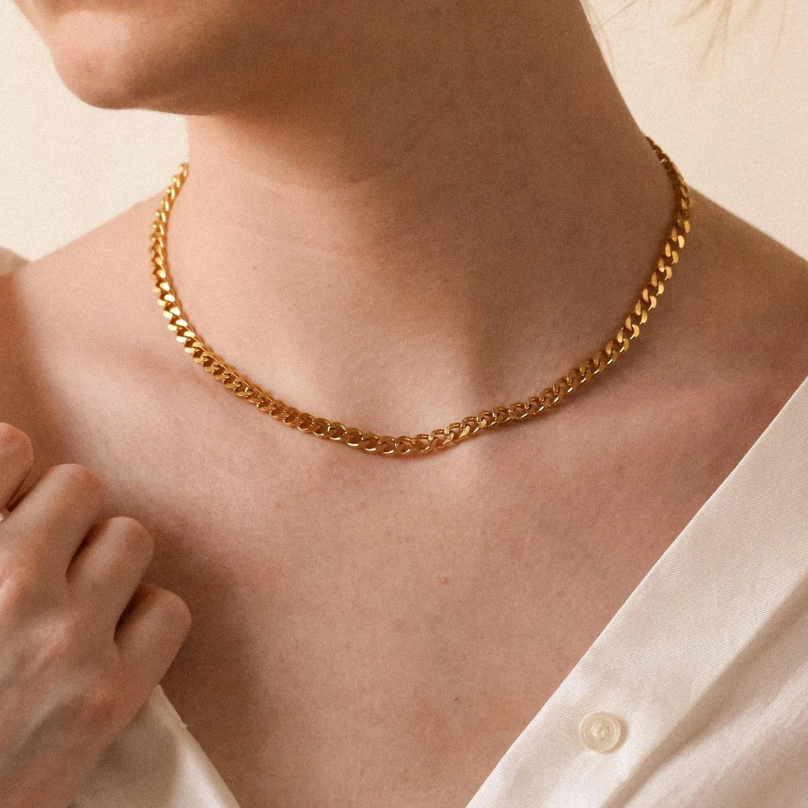 Blake Thick Curb Necklace Silver 18K Gold Plated