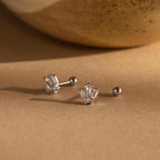 Diamond Baguette Stud Silver 18K Gold Plated