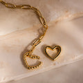 Heart Carabiner Paperclip Bracelet Silver 18K Gold Plated