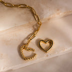 Heart Carabiner Paperclip Bracelet Silver 18K Gold Plated